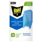 Raid – vliegende insecten lichtval Navulling - Geurloos - Val voor muggen, motten en fruitvliegen – zonder insecticiden – 2 Navullingen - Excl. stekker
