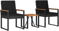 vidaXL - Buitenmeubels - set - 3 - st - Zwart - poly - rattan