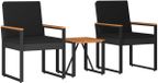 vidaXL - Buitenmeubels - set - 3 - st - Zwart - poly - rattan