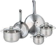 ELO 9877350 5-delige pannenset, 2-delige pannenset, 24 en 28 cm en 3 kookpannen 14, 16 en 20 cm, Elo Profi glanzend, roestvrij staal, inductie