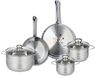 ELO 9877350 5-delige pannenset, 2-delige pannenset, 24 en 28 cm en 3 kookpannen 14, 16 en 20 cm, Elo Profi glanzend, roestvrij staal, inductie