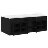 vidaXL Loft Bed Frame with Cabinet with Shelf 3 pcs Black Engineered Wood