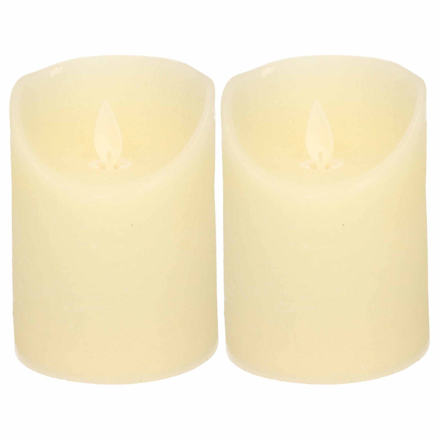 Anna's Collection 2x ivoren led kaars / stompkaars 10 cm - luxe kaarsen op batterijen met bewegende vlam