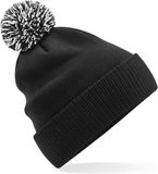 Beechfield Heren Wintermuts met gekleurde Pompon zwart 100% polyester