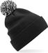Beechfield Heren Wintermuts met gekleurde Pompon zwart 100% polyester