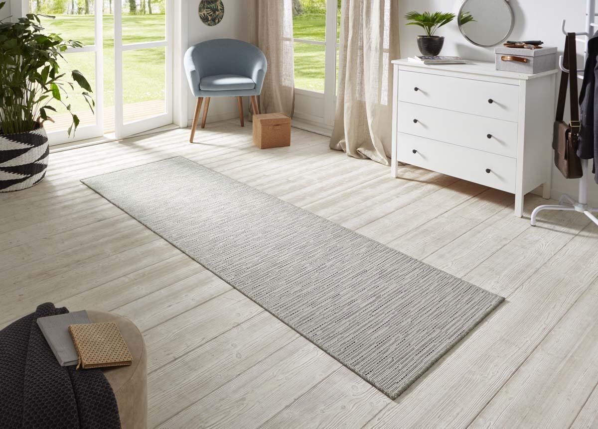 BT Carpet Loper binnen & buiten sisal-look Nature - crème/grijs 80x250 cm