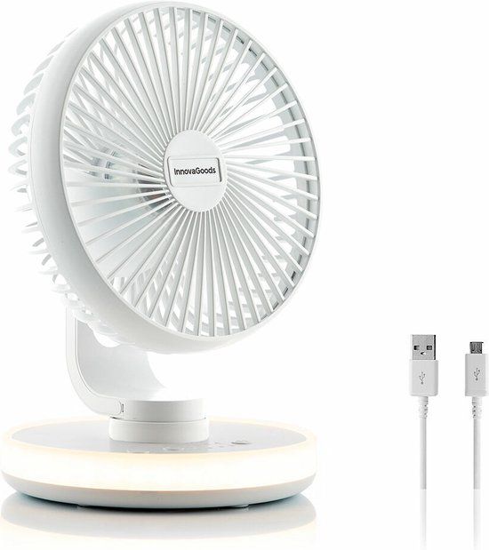 InnovaGoods FanLed - Oplaadbare bureauventilator met ledverlichting - Ø6,6'' - 4000 mAh