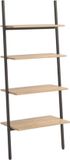 vidaXL Ladderrek met 4 schappen 64x34x150,5 cm lichtbruin en zwart