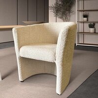 Fauteuil Zita Ecru Teddy - Industrieel - Beige - Stof