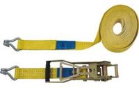 Petex 43193019 ratelspanband 2-delig, 10 m, 50 mm, 2500/5000 daN, dubbele haak, ratel 35 cm, geel