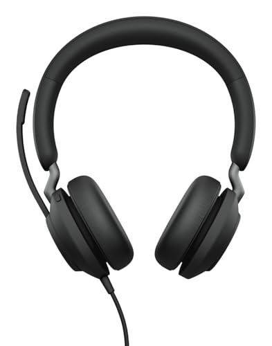 Jabra Evolve2 40 SE bekabelde stereo-headset met ruisonderdrukking, microfoon en USB-C/A-kabel, MS Teams-gecertificeerd, compatibel met alle andere platforms, zwart