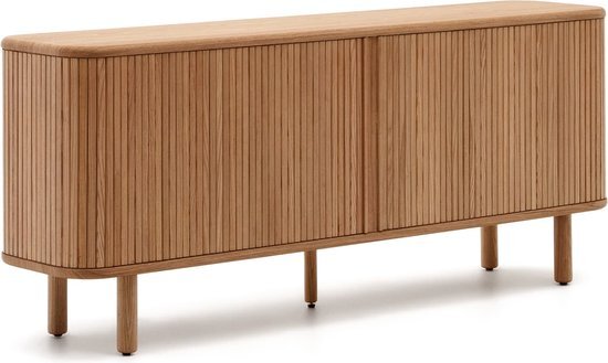 Kave Home - Mailen-dressoir met 2 deuren van essenfineer met een natuurlijke afwerking 180 x 75 cmcm