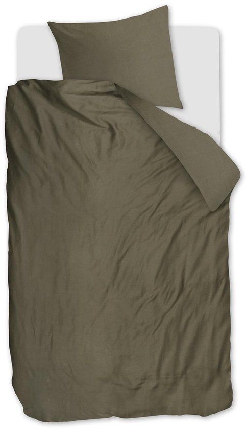 Beddinghouse Change dekbedovertrek - Effen - Eenpersoons - 140x200/220 - Olive Green