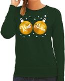 Bellatio Decorations Shoppartners Bv Foute kersttrui - sweater - groen - met gouden Kerst Ballen borsten - voor dames - kerstkleding / christmas outfit 2XL
