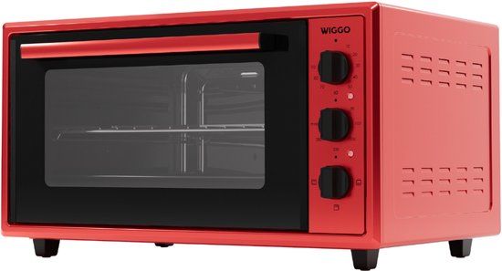 Wiggo WMO-E456(R) - Vrijstaande Mini Oven - 45L - 2000W - Rood - 5 Jaar Garantie