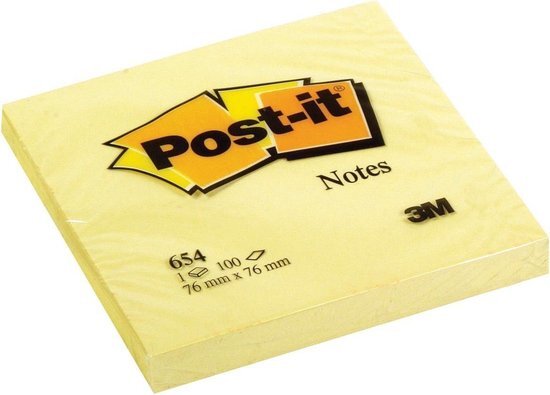 Post-it Sticky Notes Blok 76 x 76 mm Kanariegeel 12 stuks 100 vellen