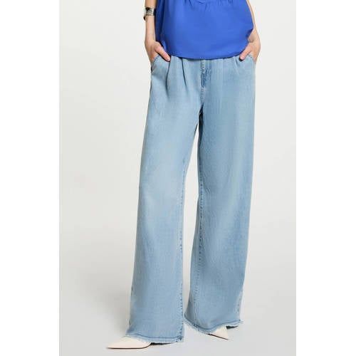 Morgan high waist wide leg jeans met ceintuur - lichtblauw
