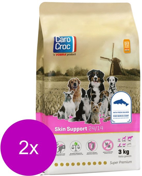 CAROCROC Skin Support Gevogelte&Granen&Vis - Hondenvoer - 2 x 3 kg