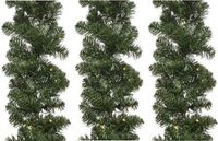 Merkloos / Sans marque Kaemingk B.V. 3x Decoris Dennenslinger Guirlande - Groen - 270 cm - Met Verlichting