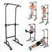 Power Tower - Station de traction et de dips multifonctionnel - Capacité de charge maximale : 150 kg - Hauteur réglable : 165–210 cm - Appareil de fitness pour l'entraînement de force - Pieds antidérapants - Noir