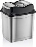 Merkloos / Sans marque B-Home Vuilnisemmer/prullenbak - zilver/zwart - 28 liter - kunststof