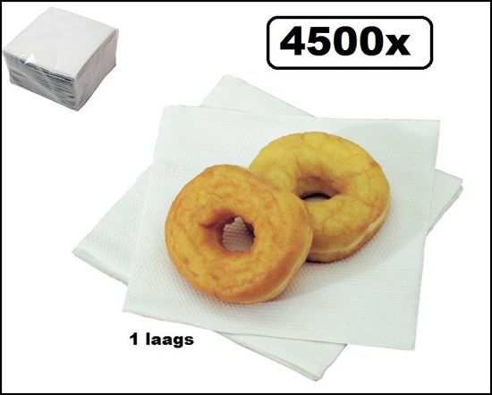 Themaparty Servetten Papier 1-laags 33x33cm wit - 4500 stuks