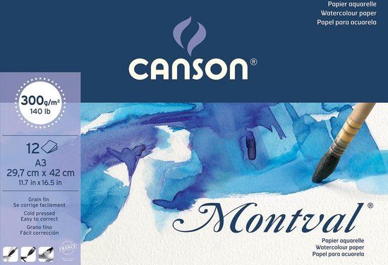 Canson Montval Aquarelpapier - A3 - 300 g/m² - 12 vel - Wit