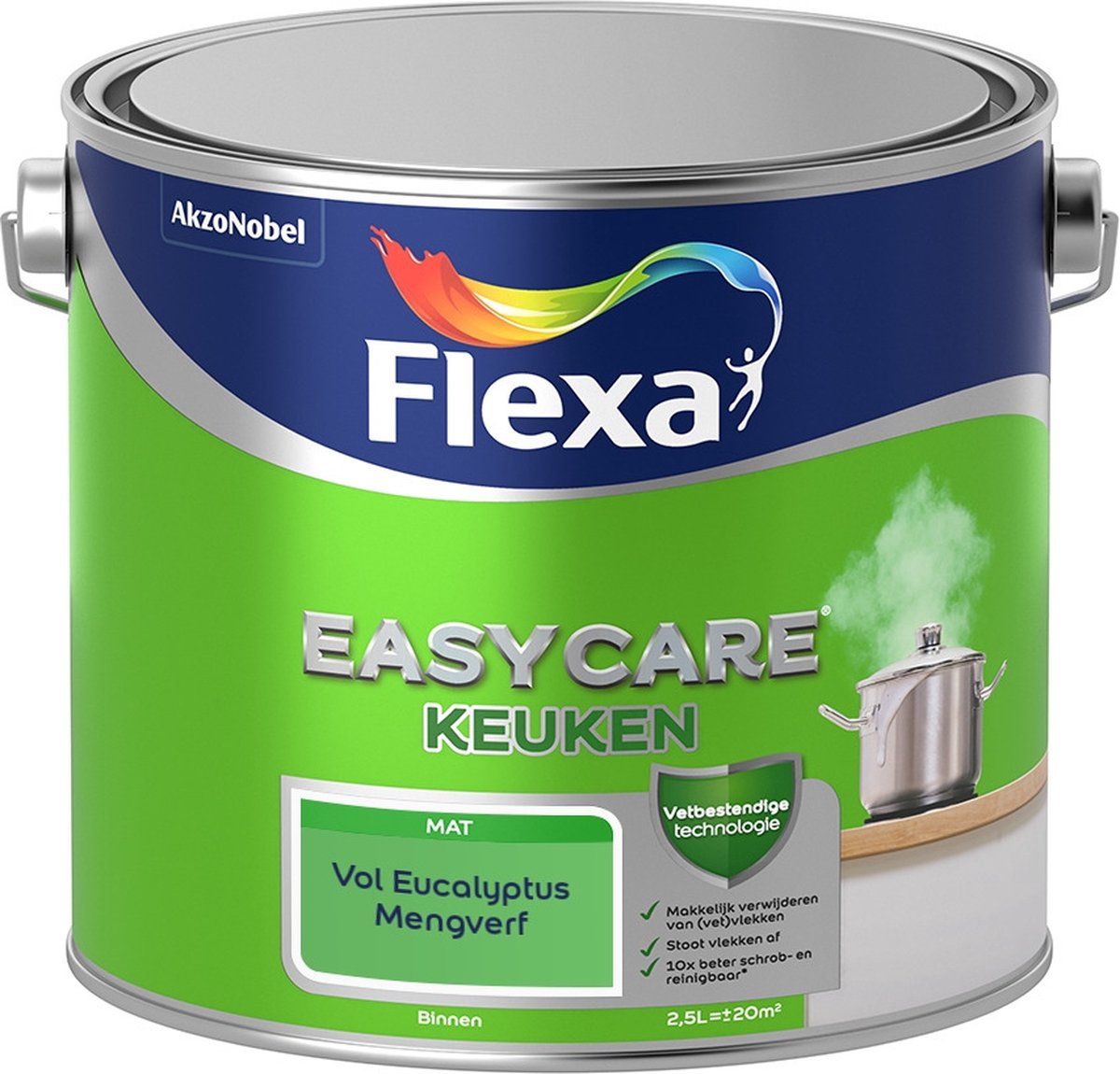 FLEXA Easycare Muurverf - Keuken - Mat - Vol Eucalyptus - 2,5 liter