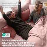 LILIMAUS Dekbedovertrek 220 x 240 cm (Duitse maat) met 2 kussenslopen 80 x 80 cm - mousseline coton - rose poudré