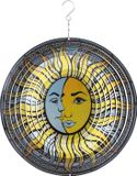 HQ Invento Bol Windvanger HQ Metal Hanging Wind Spinner 3D Sun & Moon 110265 Geel 30 x 38 cm
