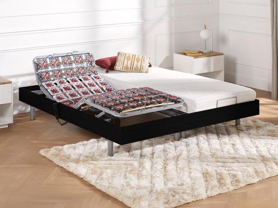 DREAMEA Elektrisch bed - bedbodem - latex CASSIOPEE III - 2 x 90 x 200 cm - zwart