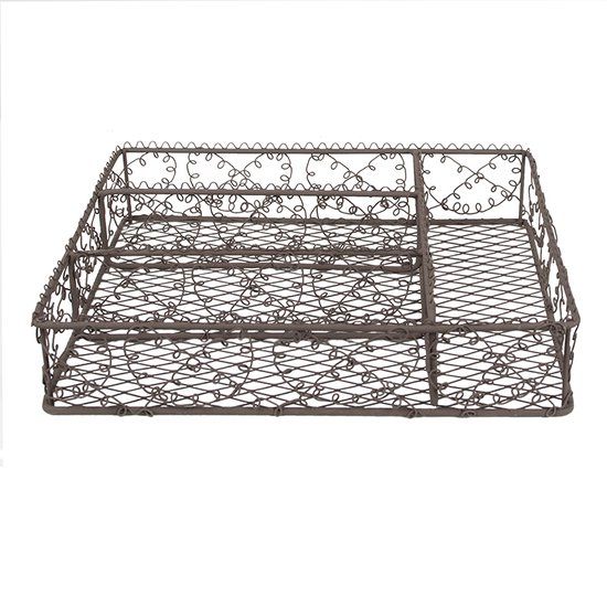 Clayre & Eef Bestekbak - 31x25x7 cm - Bruin - Metaal