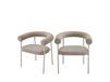 Lot de 2 fauteuils de table en tissu pieds beige - marron chiné