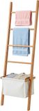 Relaxdays handdoekladder - naturel/beige - 50x170x21 cm - met 5 sporten