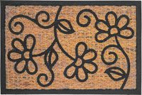 Merkloos Relaxdays Deurmat kokos - bloemen - 60x40 cm - antislip