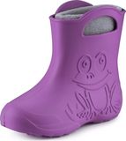 Ladeheid LA-CA-FrogWinter Kinder Regenlaarzen - Rubber - met Binnenschoen - EVA - Wasbare Binnenschoen - Lila/Grijs - 30/31