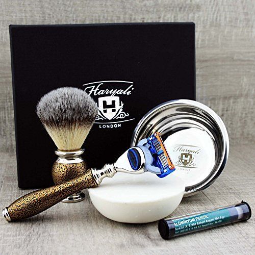 Haryali London Gouden antiek Gentleman's Collection scheerset voor heren - 4 delig