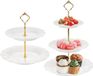 Merkloos Set van 2 witte porseleinen cupcakestandaards - Merkloos