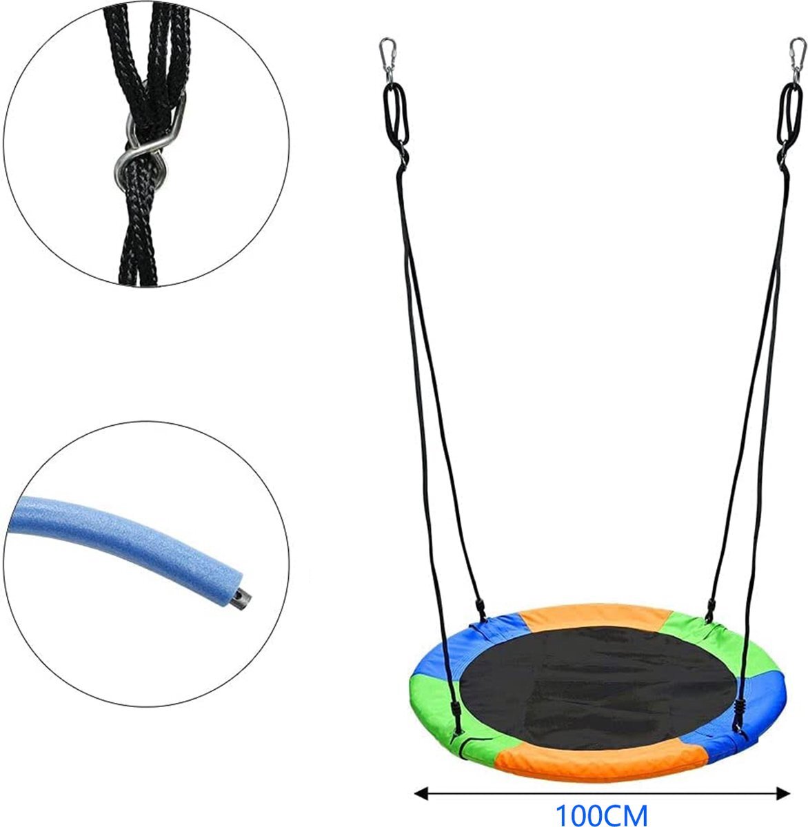 Xd  Xtreme Schommelstoel - 100 cm diameter - vogelnest schommel - tuin schommel - kids swing - Kleurrijk - loungeschommel - nestschommel - schommelzitje - hangstoel