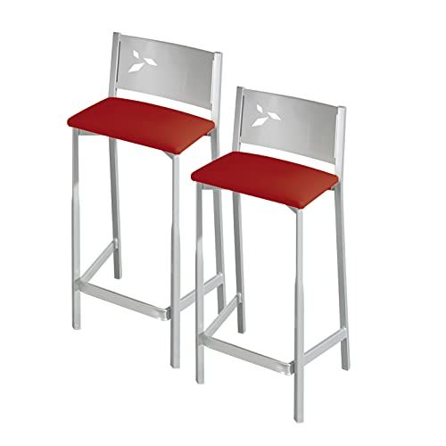 ASTIMESA Twee krukken voor de keuken, 60 cm, kunstleer, rood