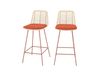 Lot de 2 chaises pour îlot central 66 cm en rotin et tissu orange