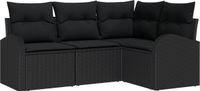 vidaXL - Tuinbank - Set - 4 - st - Zwart - poly - rattan