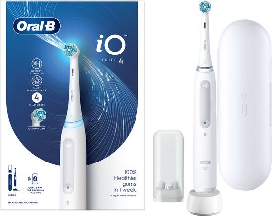 Oral-B iO Series 4s Elektrische Tandenborstel - Cadeau Set Edition - Wit/Blauw
