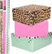 Bellatio Decorations Shoppartners Bv 9x Rollen kraft inpakpapier pakket - panterprint / roze / mintgroen - 200 x 70 cm - dierenprint papier