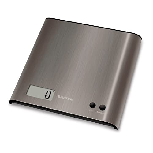 Salter 1087 SSDR Arc Digitale keukenweegschaal, elektronisch weegbaar, slank roestvrijstalen platform, afgeronde zijkanten, LCD-display, aanwijsfunctie, gemakkelijk te reinigen,Eén maat,Zilver