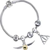 The Carat Shop Harry Potter Verzilverde Armband met 3 Spreuk kralen en Deathly Hallows & Snitch Bedels
