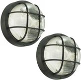 Benson Buitenlamp - 2x - rond - bulleye lamp - zwart - E27 fitting - waterdicht - IP54 - 18 cm