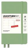 LEUCHTTURM1917 367742 Weekkalender & notitieboekje (A6) 2024, met extra boekje voor adressen en jubilea, salie, Duits, 12 maanden