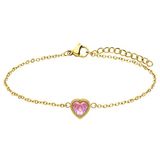 Lucardi Dames Stalen goldplated armband vintage roze hart