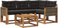 vidaXL Hoek loungeset Acacia hout Naturel en zwart